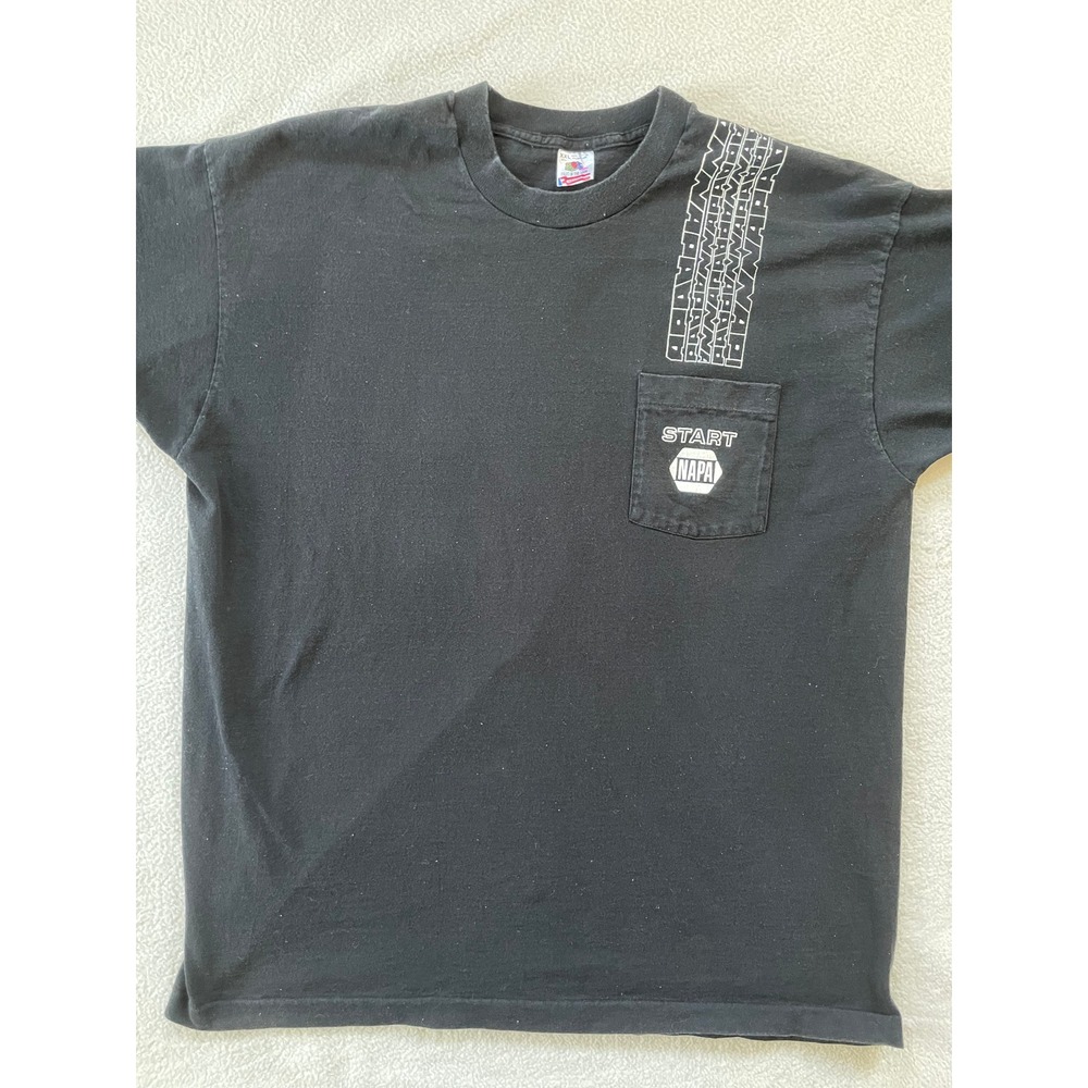 Vintage Napa Auto Parts Racing Fruit of the Loom  Pocket T-Shirt Mens XXL‎ Black